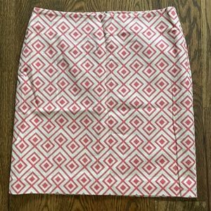 Ann Taylor Coral Geometric Pattern Skirt